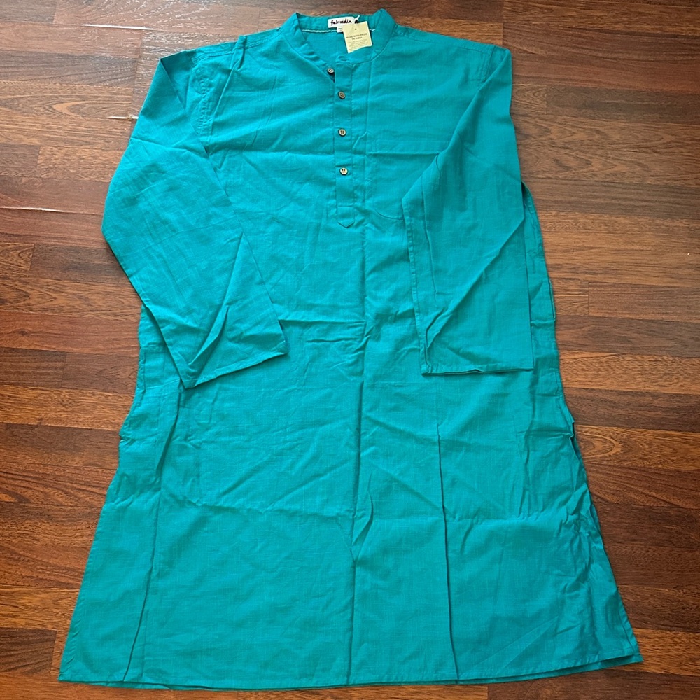 Fabindia Teal Men's Long Kurta